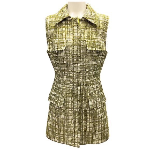 Jason Wu Green Collared Tweed Mini Dress - Picture 1 of 5